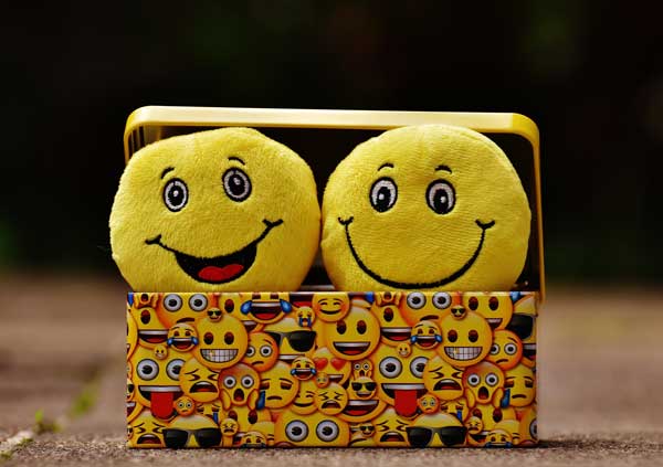 cheerful toy in box